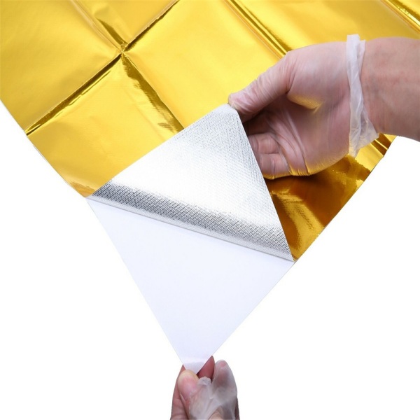 Gold adhesive heat reflective sheet for engine bay panel Gold adhesive heat reflective sheet for engine bay panel
